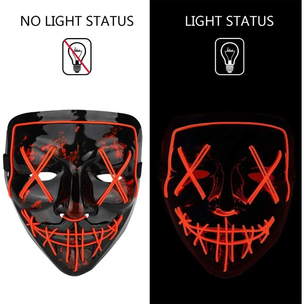 🆕Red Mask LED Light up Mask for Festival Cosplay Halloween Costume Masquerade